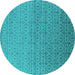 Round Oriental Turquoise Industrial Rug, urb1551turq