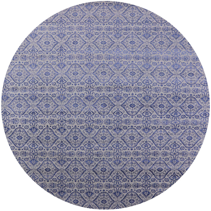 Round Mid-Century Modern Deep Purple Oriental Rug, urb1551