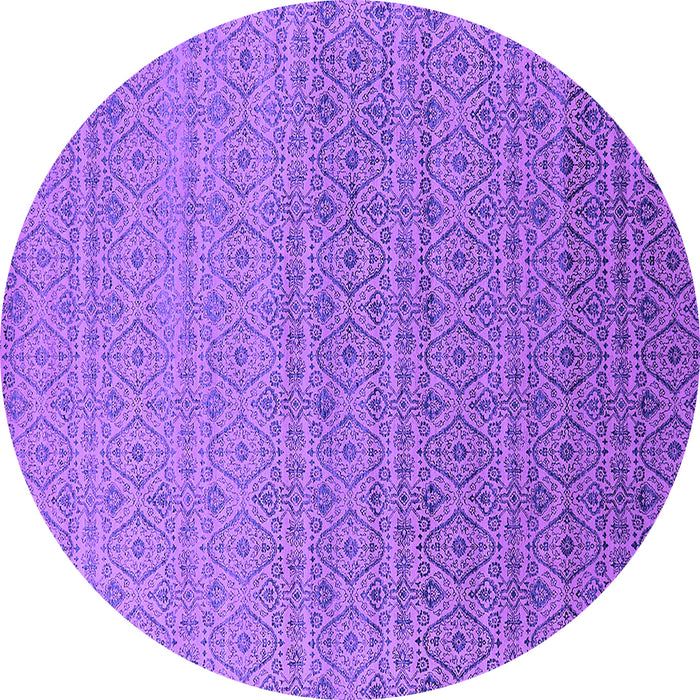 Round Oriental Purple Industrial Rug, urb1551pur