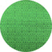 Round Oriental Green Industrial Rug, urb1551grn