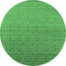 Round Oriental Emerald Green Industrial Rug, urb1551emgrn