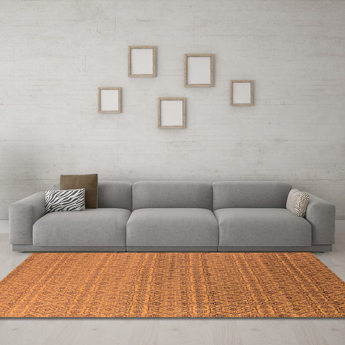 Machine Washable Oriental Orange Industrial Area Rugs in a Living Room, wshurb1551org