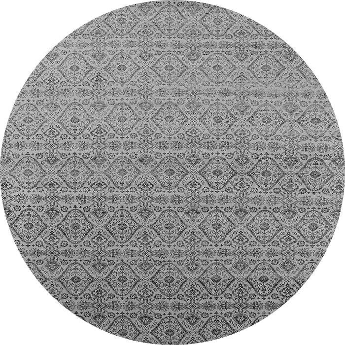 Round Machine Washable Oriental Gray Industrial Rug, wshurb1551gry