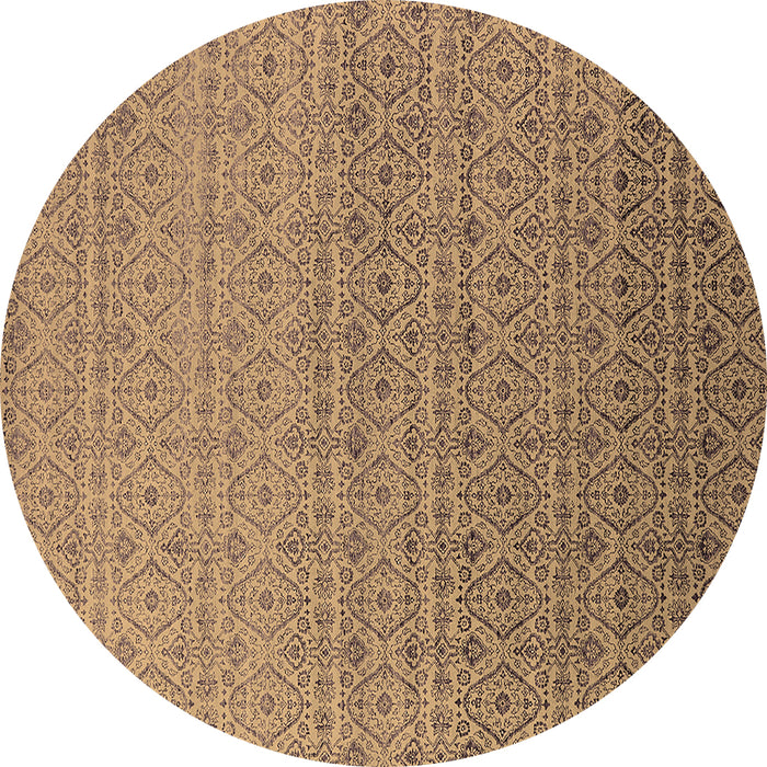 Round Oriental Brown Industrial Rug, urb1551brn