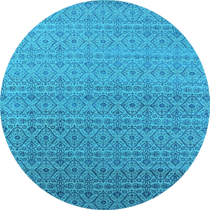 Round Oriental Light Blue Industrial Rug, urb1551lblu