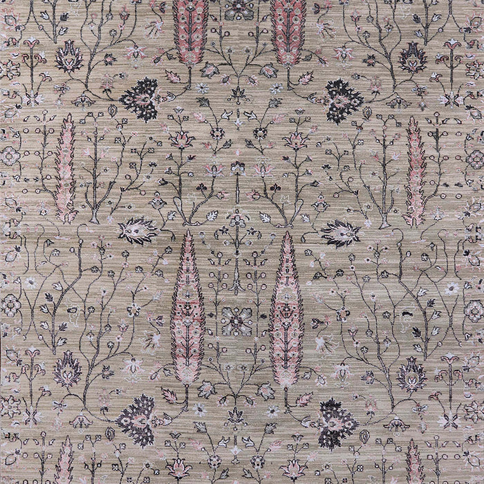Mid-Century Modern Silver Pink Oriental Rug, urb1552