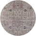 Round Mid-Century Modern Silver Pink Oriental Rug, urb1552