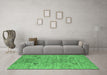 Machine Washable Oriental Emerald Green Industrial Area Rugs in a Living Room,, wshurb1552emgrn