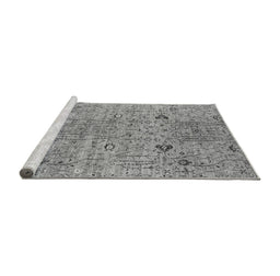 Sideview of Machine Washable Oriental Gray Industrial Rug, wshurb1552gry