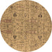 Round Oriental Brown Industrial Rug, urb1552brn