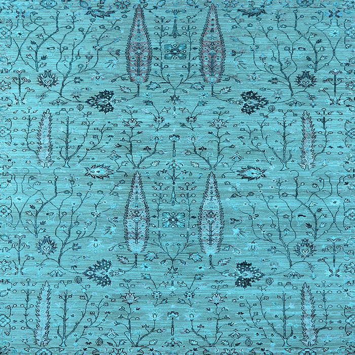 Square Machine Washable Oriental Light Blue Industrial Rug, wshurb1552lblu