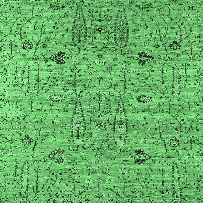 Square Machine Washable Oriental Emerald Green Industrial Area Rugs, wshurb1552emgrn