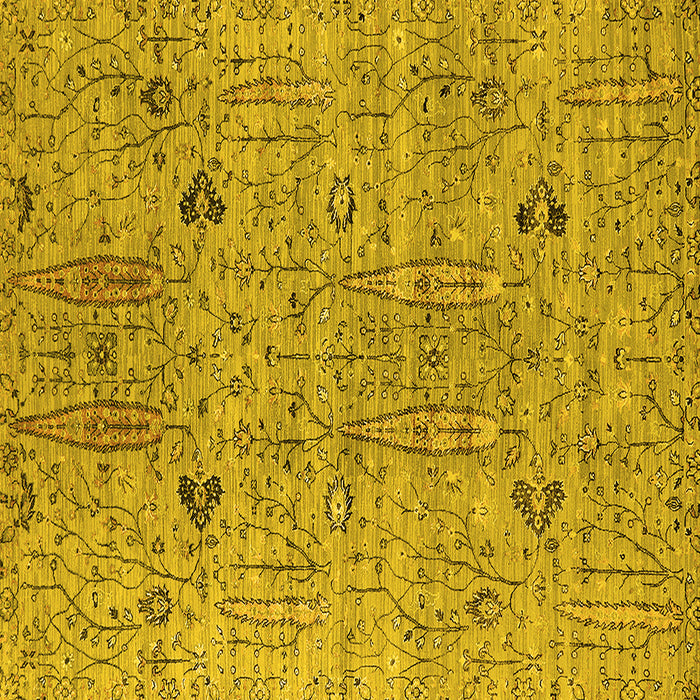 Square Machine Washable Oriental Yellow Industrial Rug, wshurb1552yw
