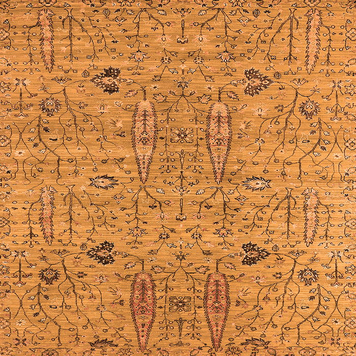 Square Machine Washable Oriental Orange Industrial Area Rugs, wshurb1552org