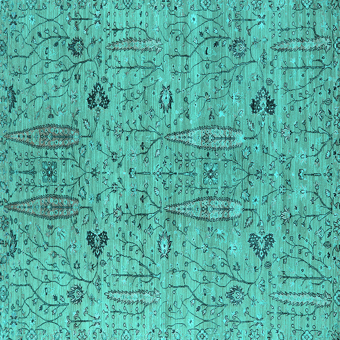 Square Oriental Turquoise Industrial Rug, urb1552turq