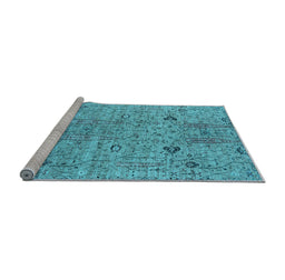 Sideview of Machine Washable Oriental Light Blue Industrial Rug, wshurb1552lblu