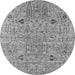 Round Machine Washable Oriental Gray Industrial Rug, wshurb1552gry