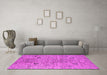 Machine Washable Oriental Pink Industrial Rug in a Living Room, wshurb1552pnk