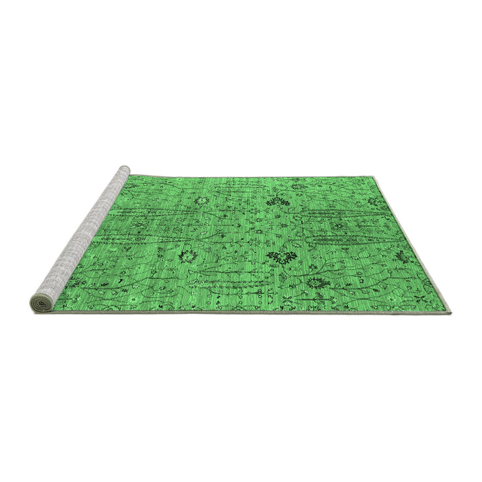 Sideview of Machine Washable Oriental Emerald Green Industrial Area Rugs, wshurb1552emgrn