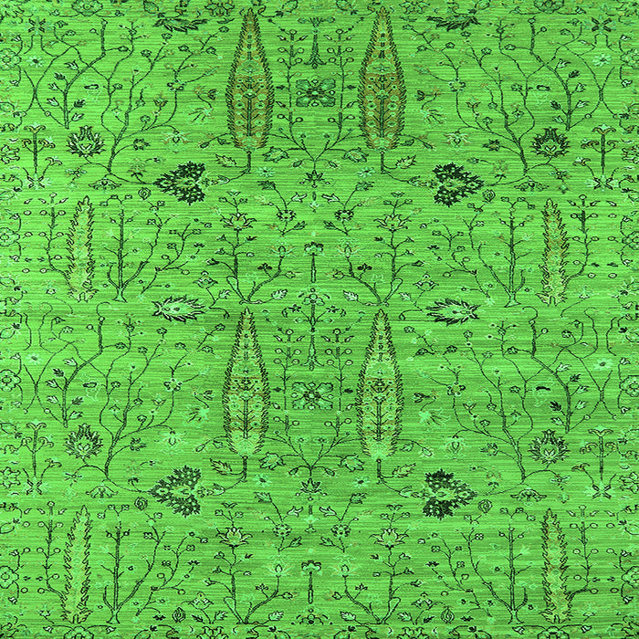 Square Machine Washable Oriental Green Industrial Area Rugs, wshurb1552grn