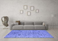 Machine Washable Oriental Blue Industrial Rug, wshurb1552blu