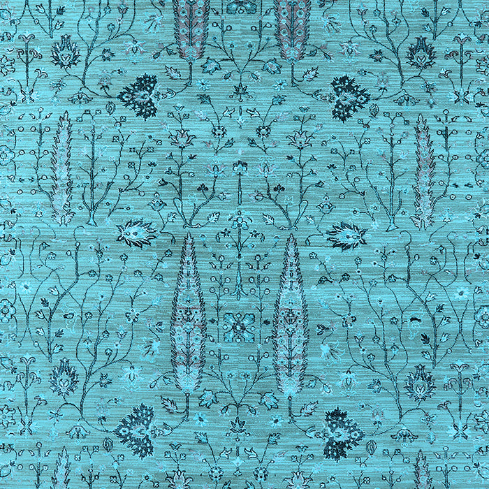 Machine Washable Oriental Light Blue Industrial Rug, wshurb1552lblu