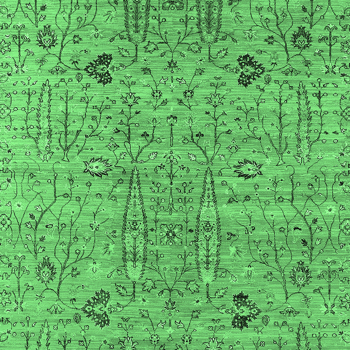 Machine Washable Oriental Emerald Green Industrial Area Rugs, wshurb1552emgrn