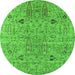 Round Oriental Green Industrial Rug, urb1552grn