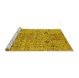 Sideview of Machine Washable Oriental Yellow Industrial Rug, wshurb1552yw