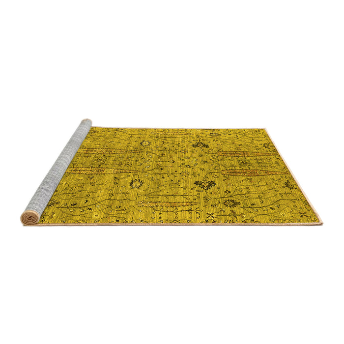 Sideview of Machine Washable Oriental Yellow Industrial Rug, wshurb1552yw