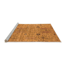 Sideview of Machine Washable Oriental Orange Industrial Area Rugs, wshurb1552org