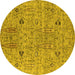 Round Oriental Yellow Industrial Rug, urb1552yw