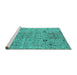 Sideview of Machine Washable Oriental Turquoise Industrial Area Rugs, wshurb1552turq