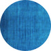 Round Machine Washable Oriental Turquoise Industrial Area Rugs, wshurb1553turq