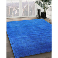 Mid-Century Modern Neon Blue Oriental Rug, urb1553