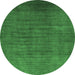 Round Machine Washable Oriental Emerald Green Industrial Area Rugs, wshurb1553emgrn