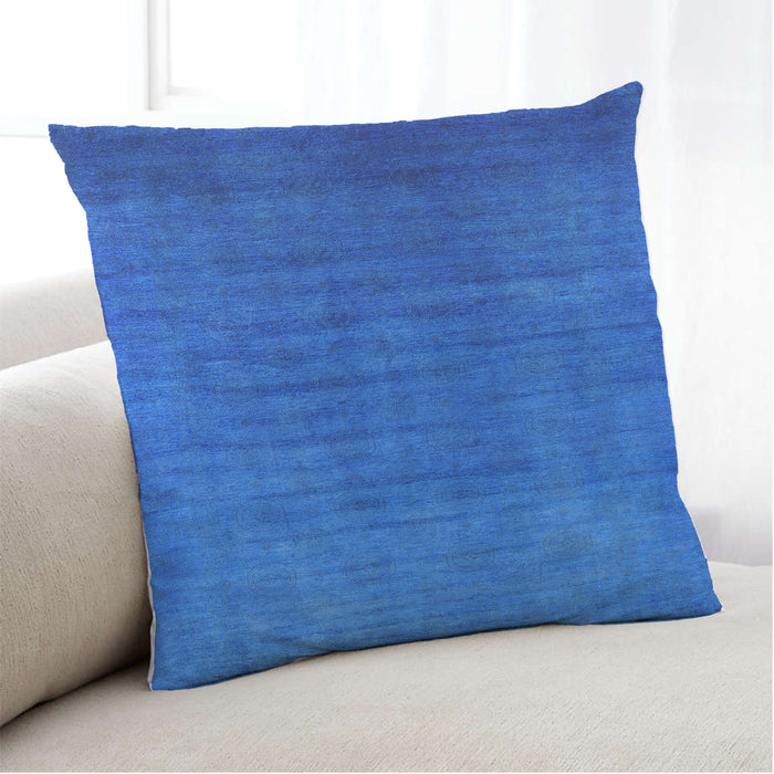 Lifestyle Image of Mid-Century Modern Urban Square Neon Blue Throw Pillow, 18 inch by 18 inch, pwurb1553