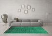 Machine Washable Oriental Green Industrial Area Rugs in a Living Room,, wshurb1553grn