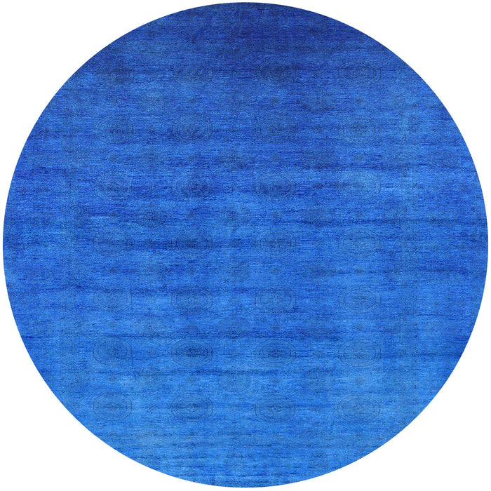 Round Mid-Century Modern Neon Blue Oriental Rug, urb1553