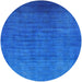 Round Mid-Century Modern Neon Blue Oriental Rug, urb1553