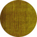 Round Oriental Yellow Industrial Rug, urb1553yw