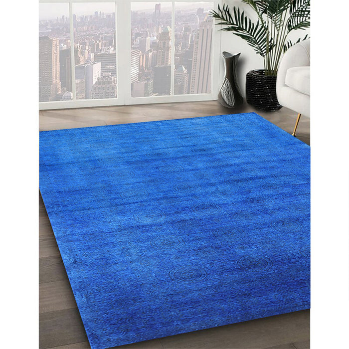 Machine Washable Industrial Modern Neon Blue Rug in a Family Room, wshurb1553