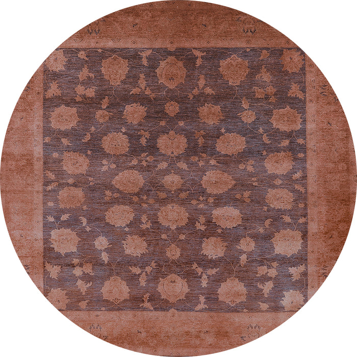 Round Machine Washable Oriental Light Blue Industrial Rug, wshurb1554lblu