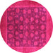 Round Machine Washable Oriental Pink Industrial Rug, wshurb1554pnk