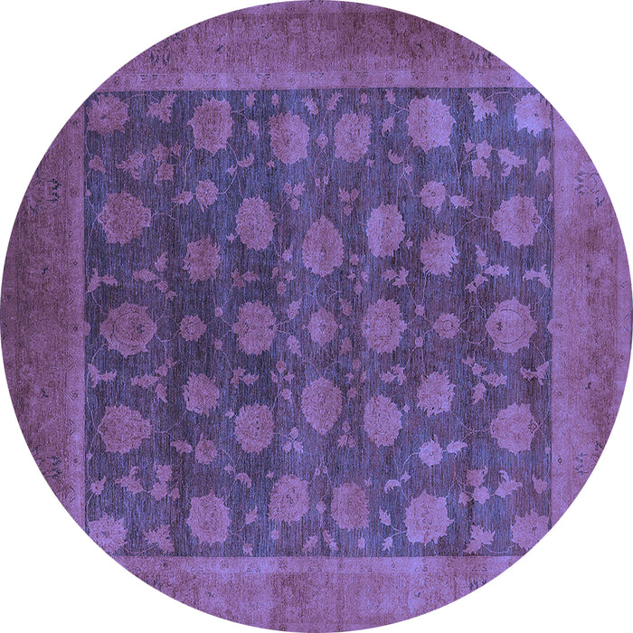 Round Oriental Blue Industrial Rug, urb1554blu