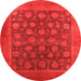 Round Machine Washable Oriental Orange Industrial Area Rugs, wshurb1554org