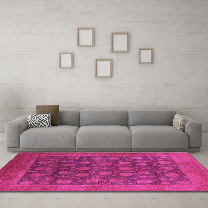 Machine Washable Oriental Purple Industrial Area Rugs in a Living Room, wshurb1554pur