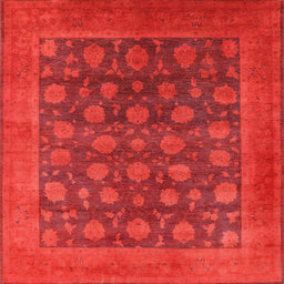 Square Machine Washable Industrial Modern Red Rug, wshurb1554