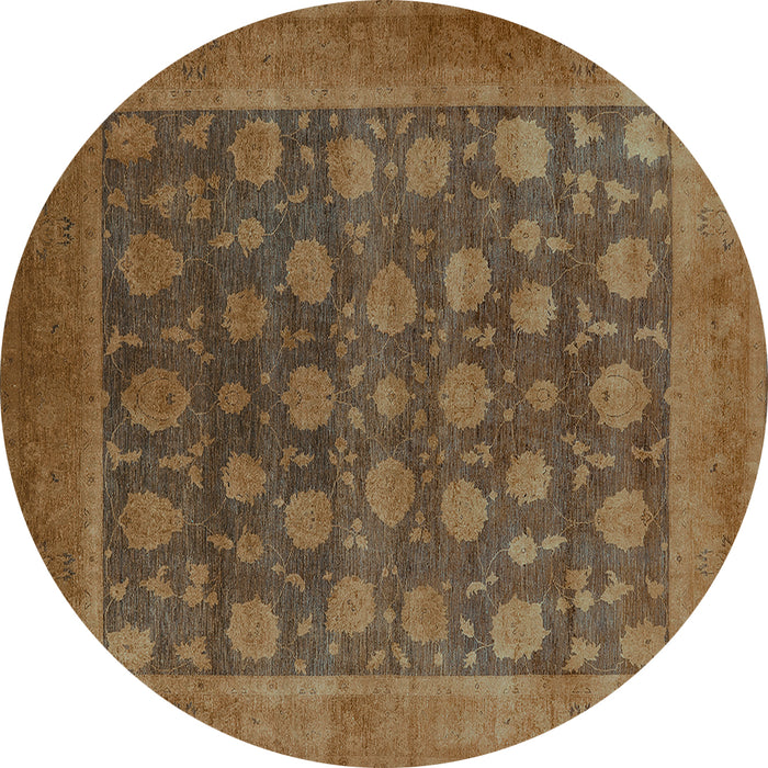 Round Machine Washable Oriental Turquoise Industrial Area Rugs, wshurb1554turq