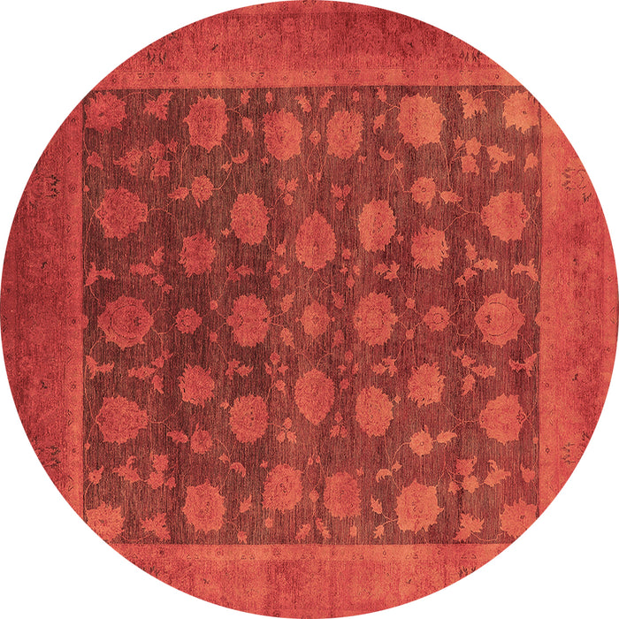 Round Oriental Brown Industrial Rug, urb1554brn